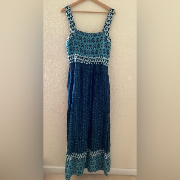 Faherty Gracie Blue Bali Bloom Linen Maxi Dress - Picture 2 of 8